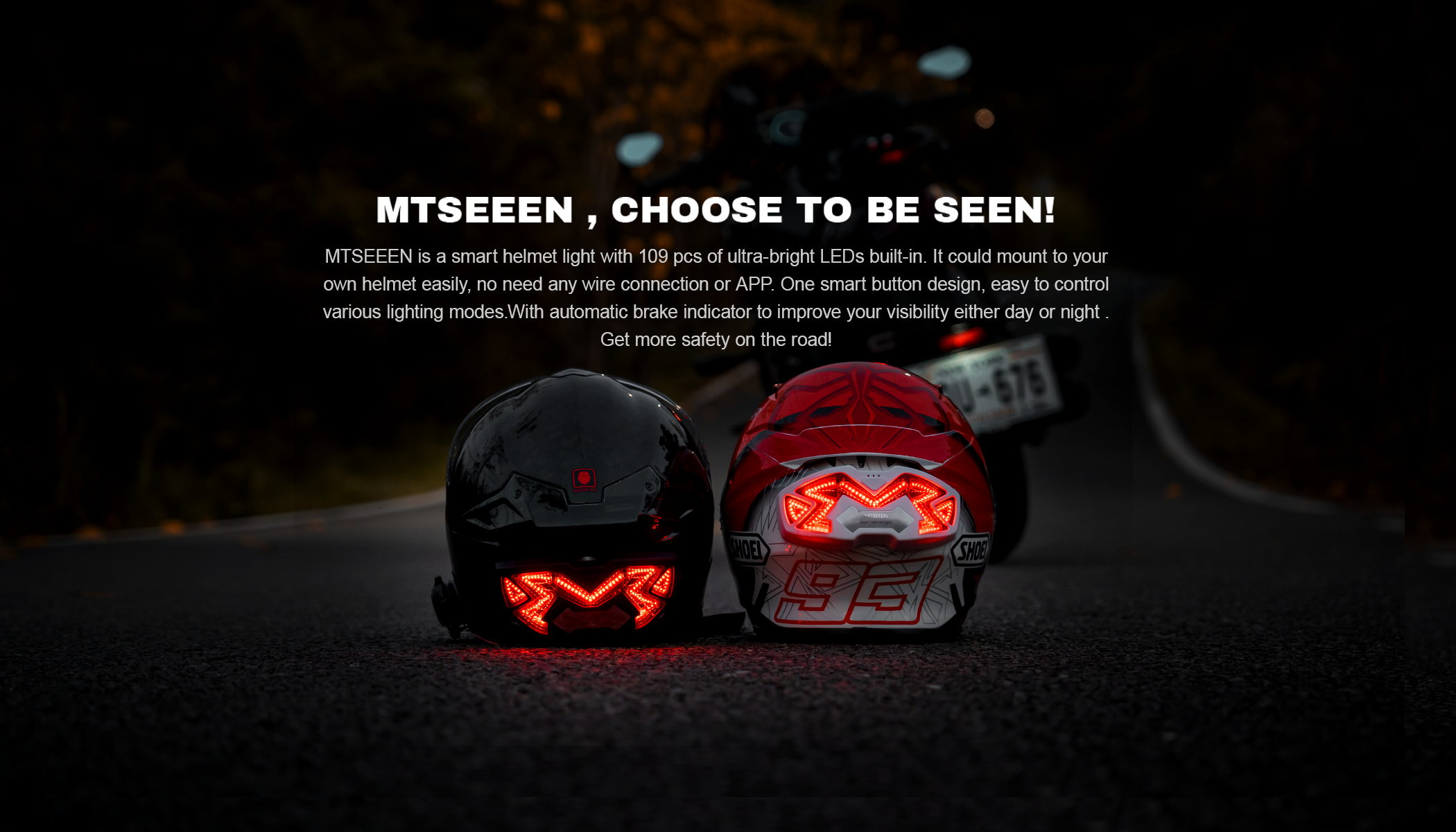 MTSEEEN motorcycle helmet brake light